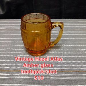 VINTAGE HAZEL ATLAS TOOTHPICK / SHOT GLASS AMBER
